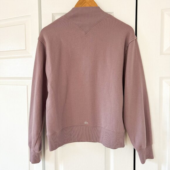Alo Yoga Freestyle Sweatshirt XS Dusted Plum Purple Pullover Mock Neck Fleece - Picture 4 of 6